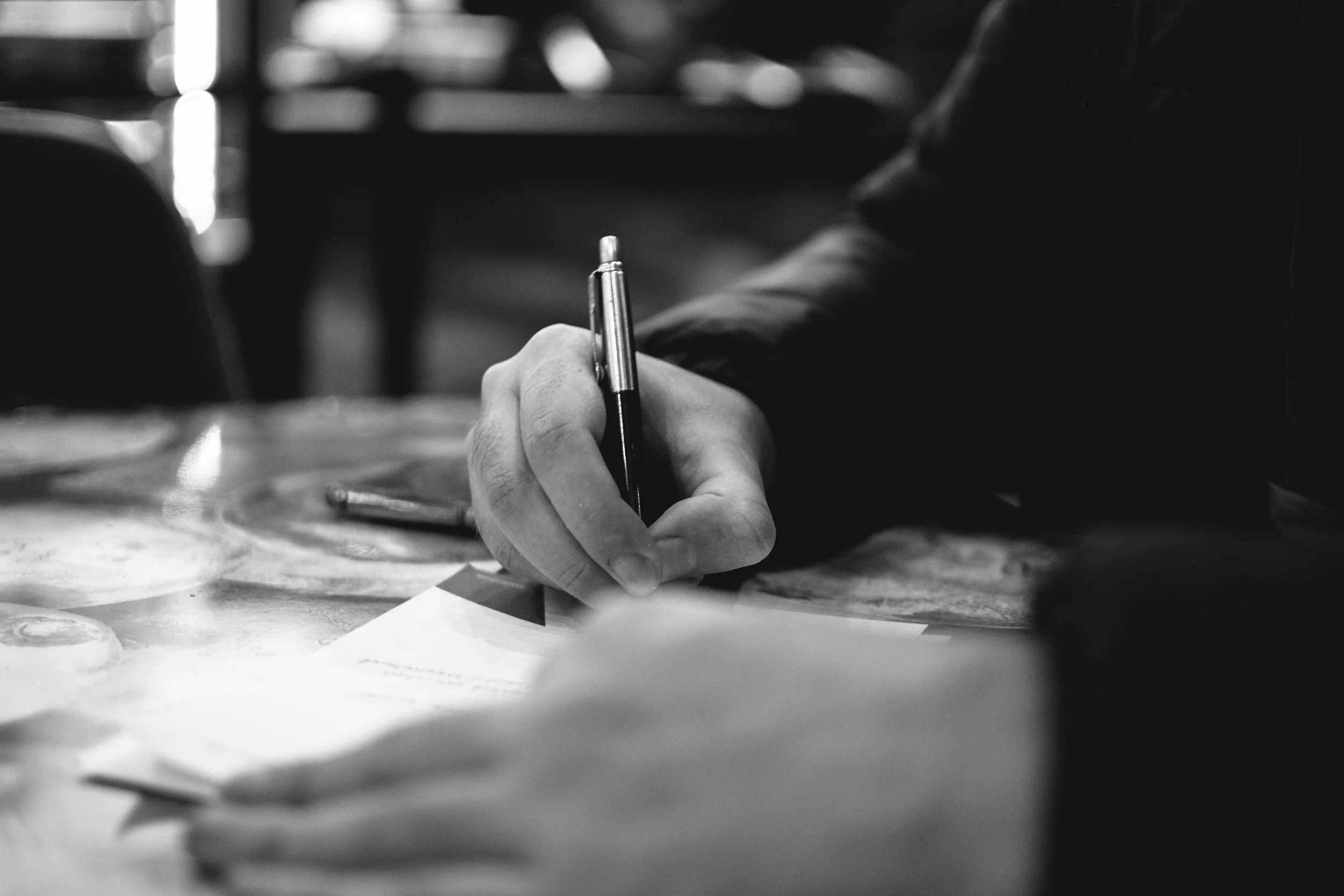 Hand writing in a notebook