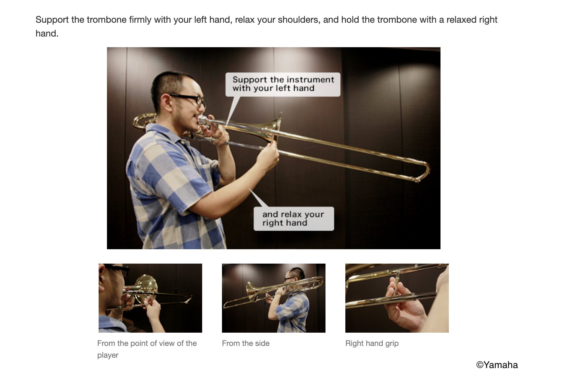 Trombone mouthpiece position diagram